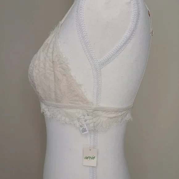 NWT Aerie Lace Triangle Bralette Ivory Size Medium - Picture 3 of 6